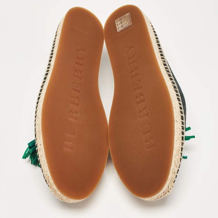 Pre Owned Burberry Green Suede Tassel Espadrille Flats Size 40