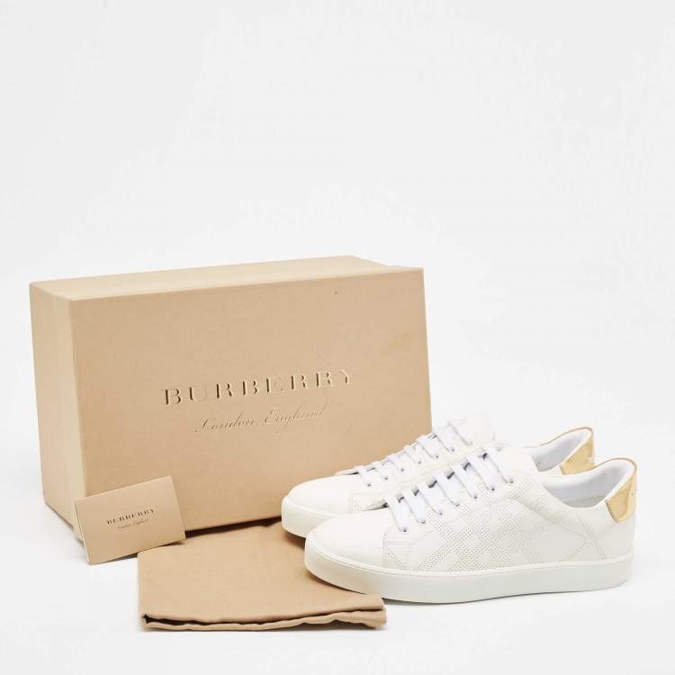 Pre Owned Burberry White Leather Lace Up Sneakers Size 41