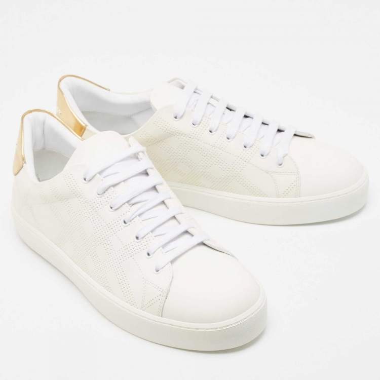 Pre Owned Burberry White Leather Lace Up Sneakers Size 41
