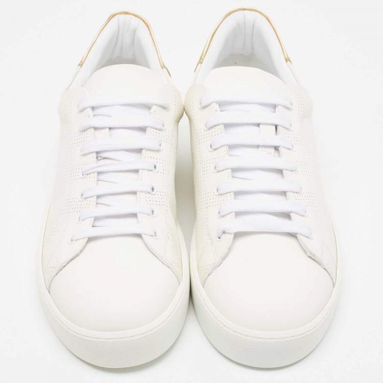 Pre Owned Burberry White Leather Lace Up Sneakers Size 41