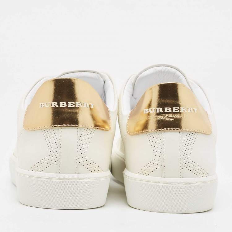 Pre Owned Burberry White Leather Lace Up Sneakers Size 41