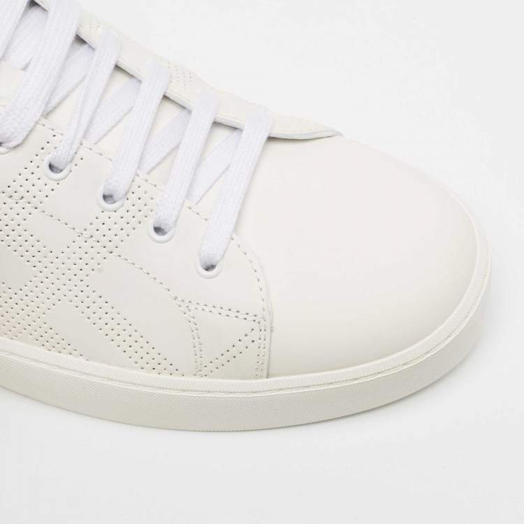 Pre Owned Burberry White Leather Lace Up Sneakers Size 41