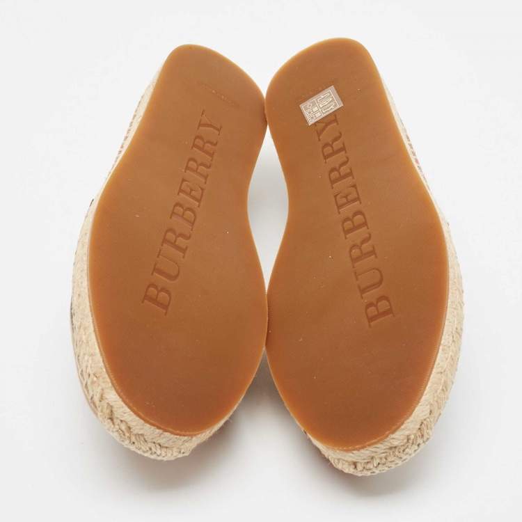 Pre Owned Burberry Brown House Check Canvas Hodgeson Espadrille Flats Size 41