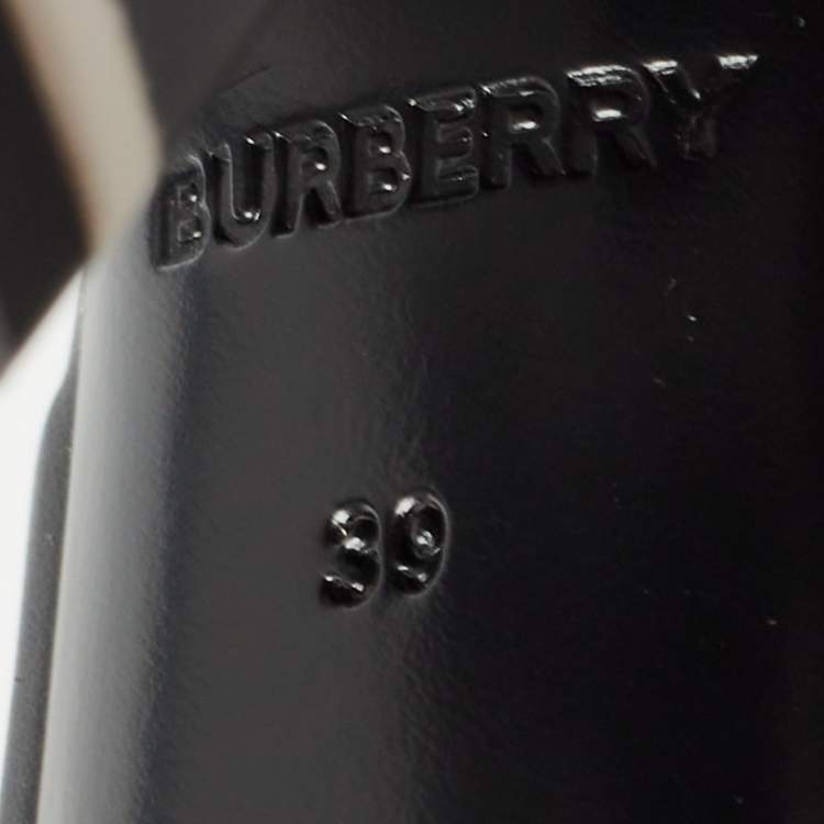 Pre Owned Burberry Black/White Leather Castlebar Ankle Strap Sandals Size 39