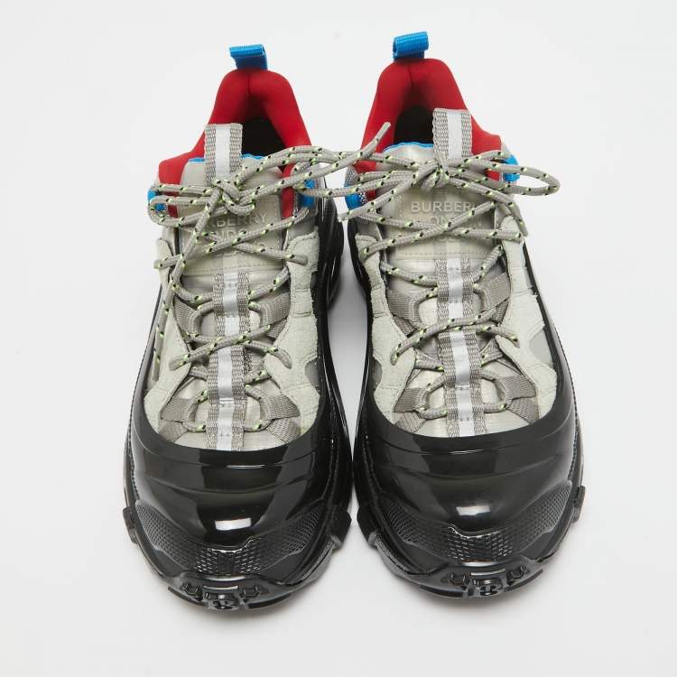 Pre Owned Burberry Grey Suede and Nylon Arthur Sneakers Size 36