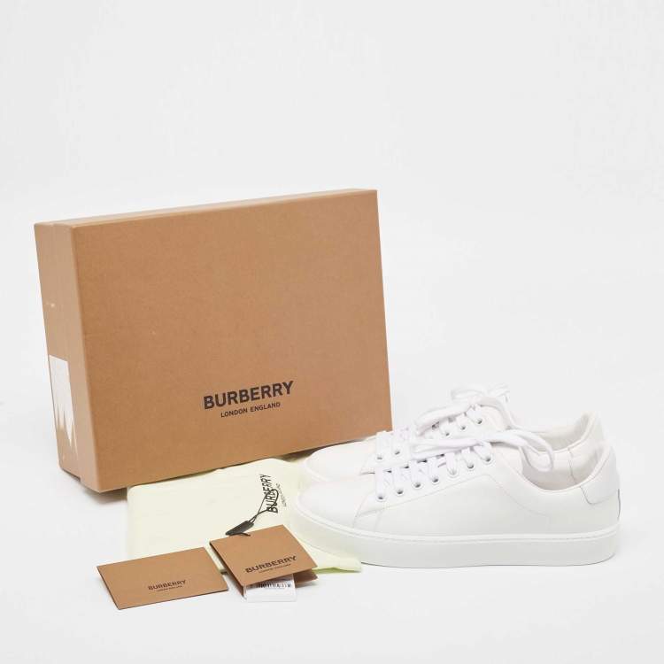 Pre Owned Burberry White Leather Westford Low Top Sneakers Size 39.5 