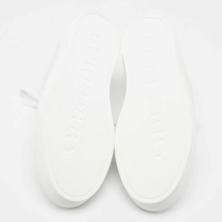 Pre Owned Burberry White Leather Westford Low Top Sneakers Size 39.5 