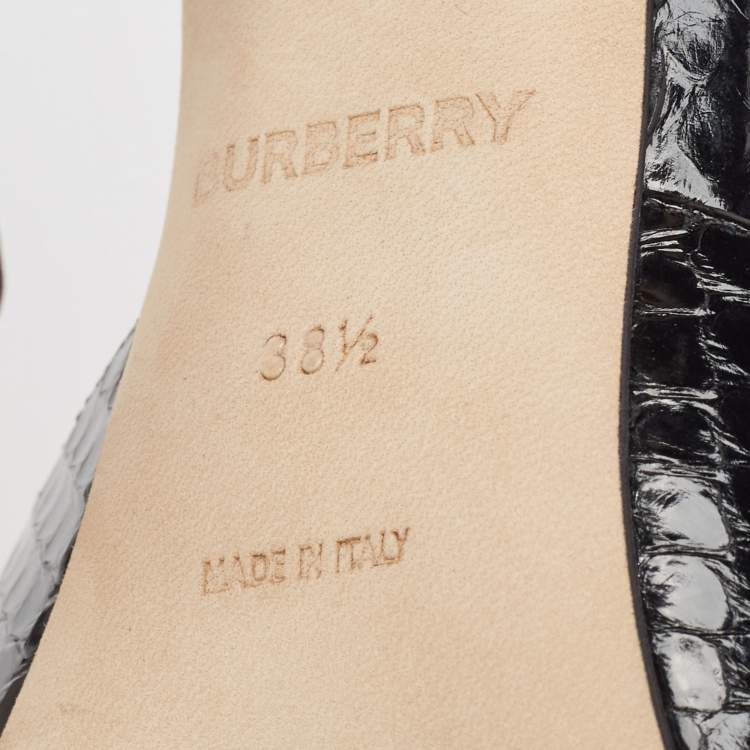 Pre Owned Burberry Black Snakeskin Leather Welton Sandals Size 38.5