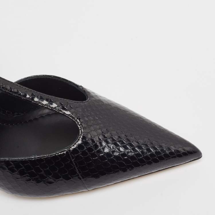 Pre Owned Burberry Black Snakeskin Leather Welton Sandals Size 38.5
