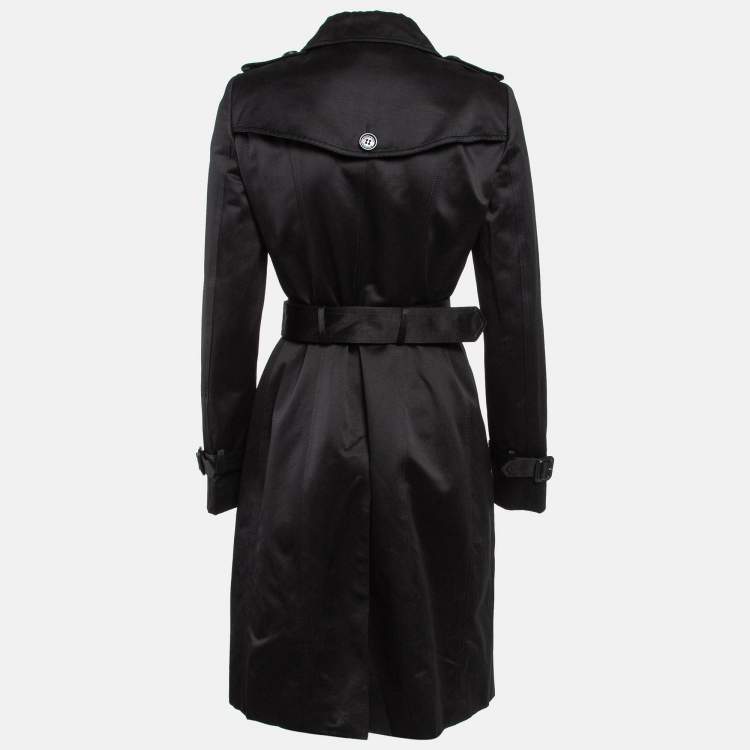 Pre Owned Burberry Prorsum Black Cotton Double Breasted Trench Coat M