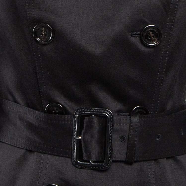Pre Owned Burberry Prorsum Black Cotton Double Breasted Trench Coat M