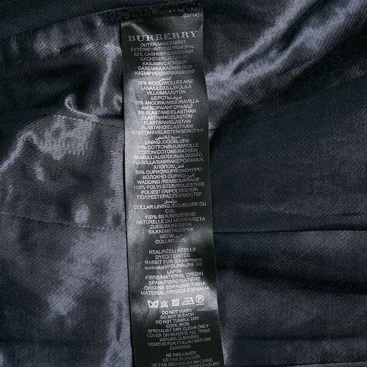 Pre Owned Burberry Prorsum Navy Blue Wool Detachable Fur Collar Coat S