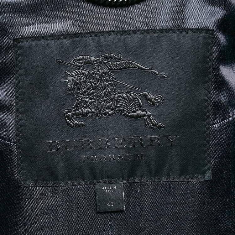 Pre Owned Burberry Prorsum Navy Blue Wool Detachable Fur Collar Coat S