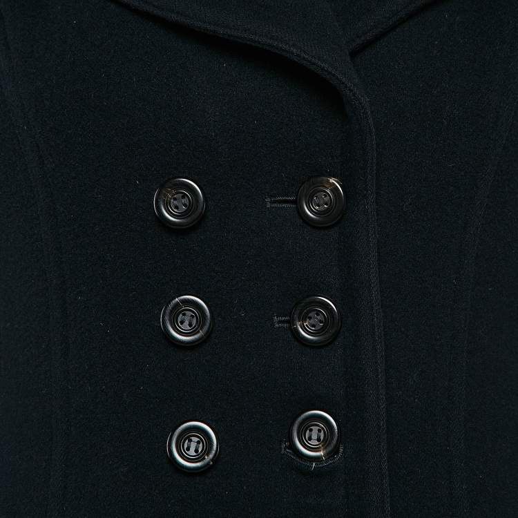 Pre Owned Burberry Prorsum Navy Blue Wool Detachable Fur Collar Coat S