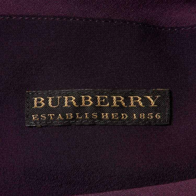 Pre Owned Burberry Prorsum Vintage Purple Silk Crepe Ruched Midi Dress S