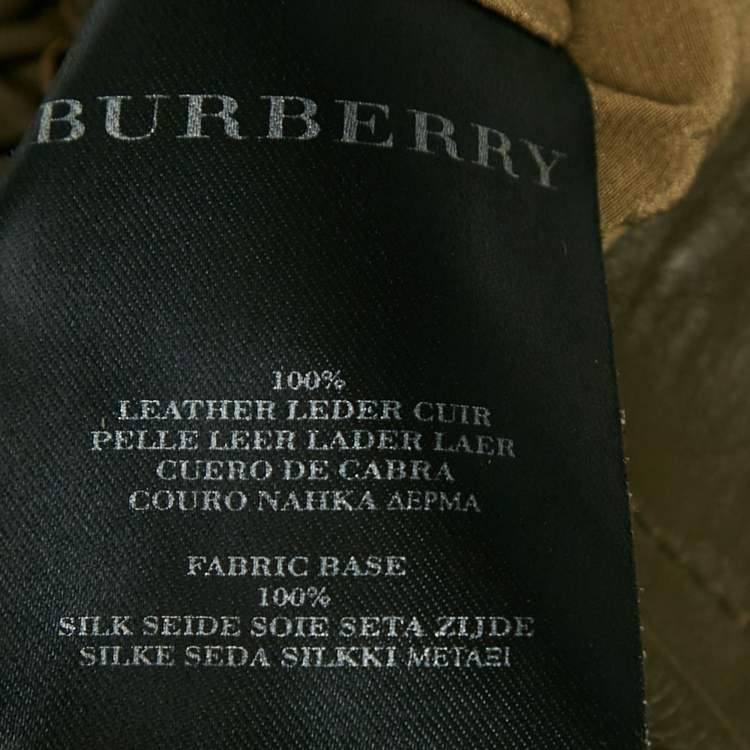 Pre Owned Burberry Prorsum Khaki Green Ruffled Leather Knee Length Skirt S