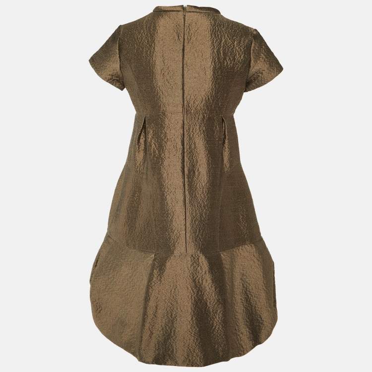 Pre Owned Burberry Prorsum Vintage Brown Wool & Silk Pleated Dress S