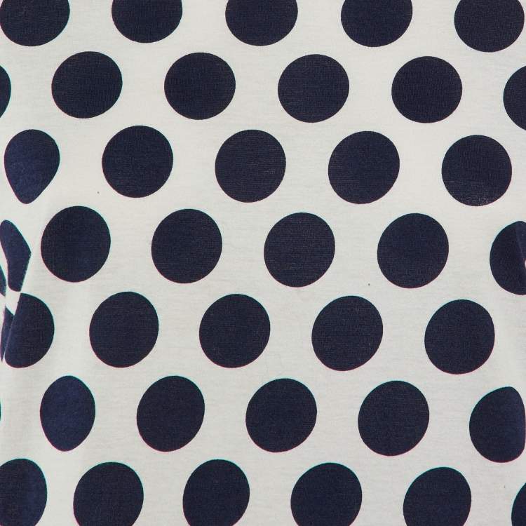 Pre Owned Burberry Prorsum White/Navy Blue Polka Dot Print Cotton T-Shirt M