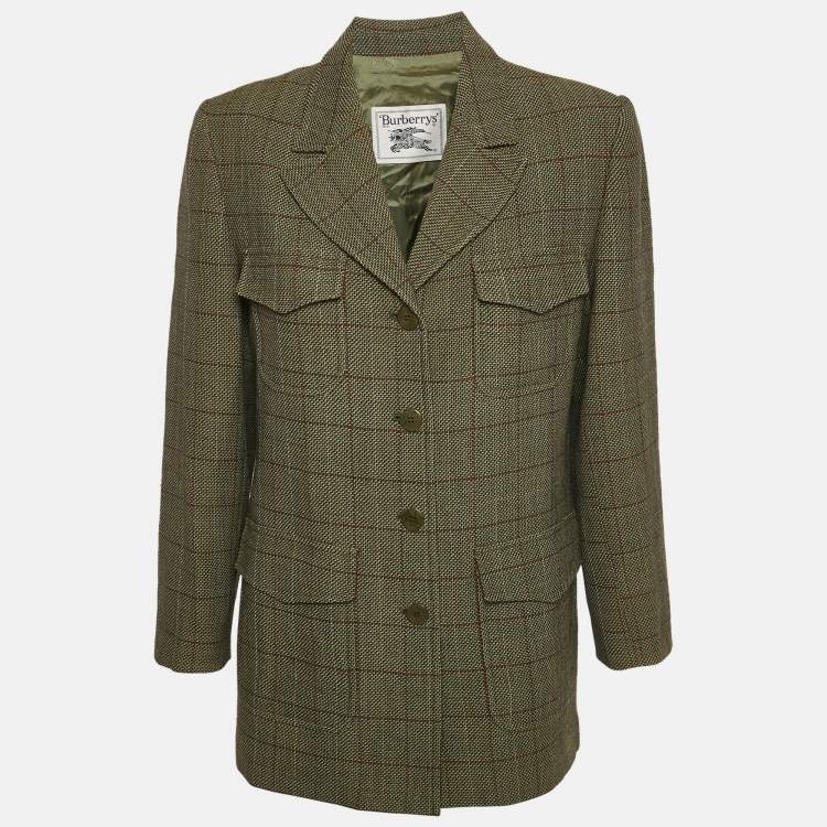 Pre Owned Burberry Prorsum Vintage Green Check Wool Blazer M