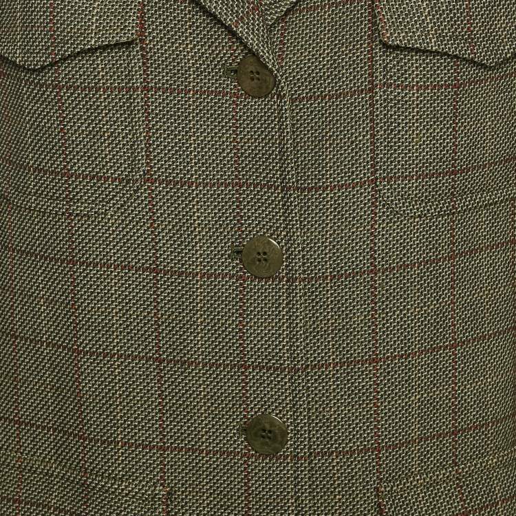Pre Owned Burberry Prorsum Vintage Green Check Wool Blazer M