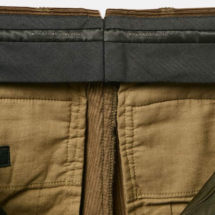Pre Owned Burberry Prorsum Khaki Green Corduroy Pants M 