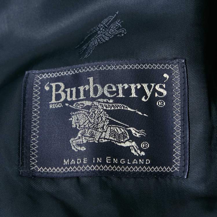 Pre Owned Burberry Prorsum Vintage Navy Blue Logo Embellished Wool Single Breasted Blazer M