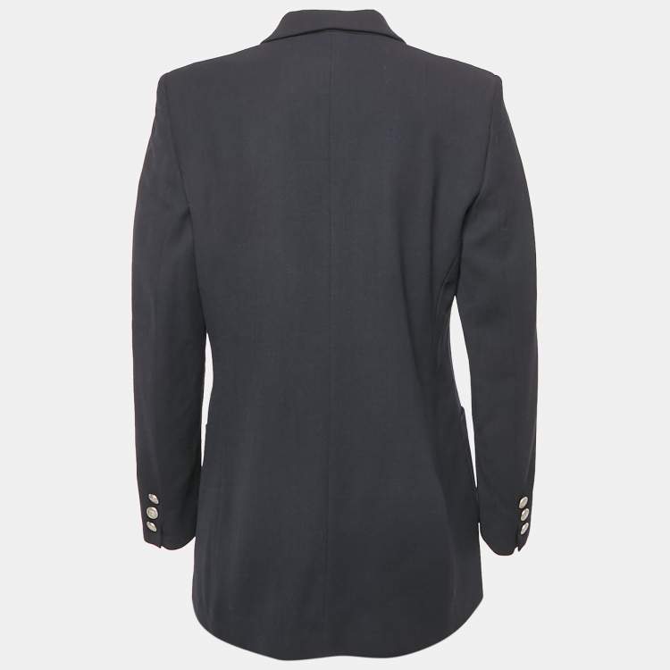 Pre Owned Burberry Prorsum Vintage Navy Blue Logo Embellished Wool Single Breasted Blazer M