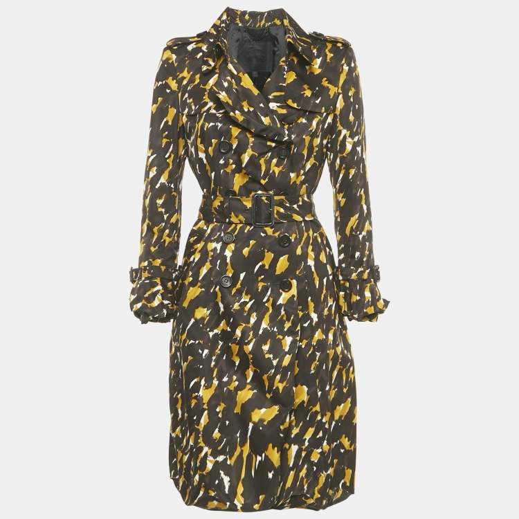 مملوكة مسبقًا Burberry Prorsum Brown Printed Cotton Blend Trench Coat M