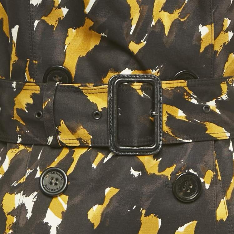مملوكة مسبقًا Burberry Prorsum Brown Printed Cotton Blend Trench Coat M