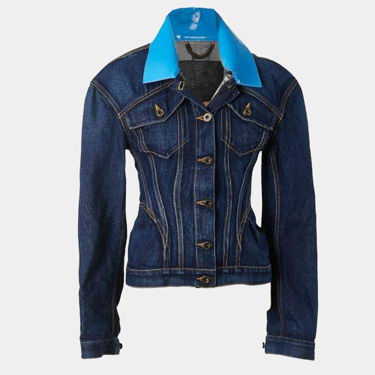 Pre Owned Burberry Prorsum Blue Denim Collar Detai Jacket XS