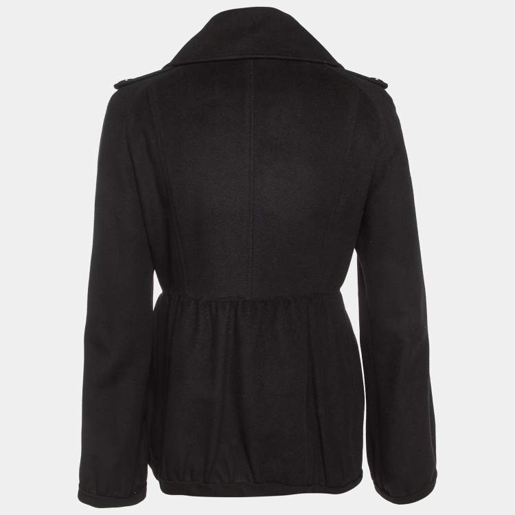 Pre Owned Burberry Prorsum Black Wool & Cashmere Peplum Coat M