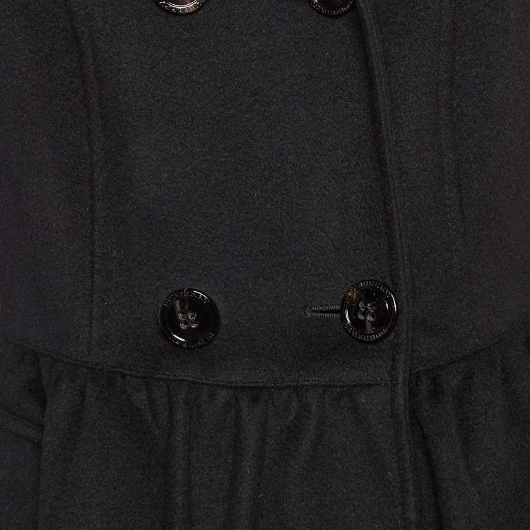 Pre Owned Burberry Prorsum Black Wool & Cashmere Peplum Coat M