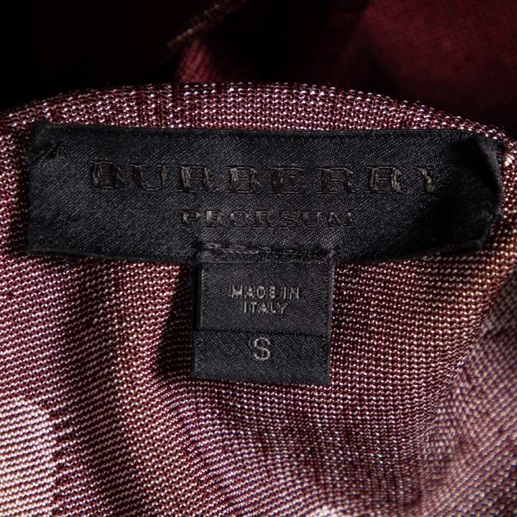 Pre Owned Burberry Prorsum Burgundy Heart Print Knit & Silk Sweater S