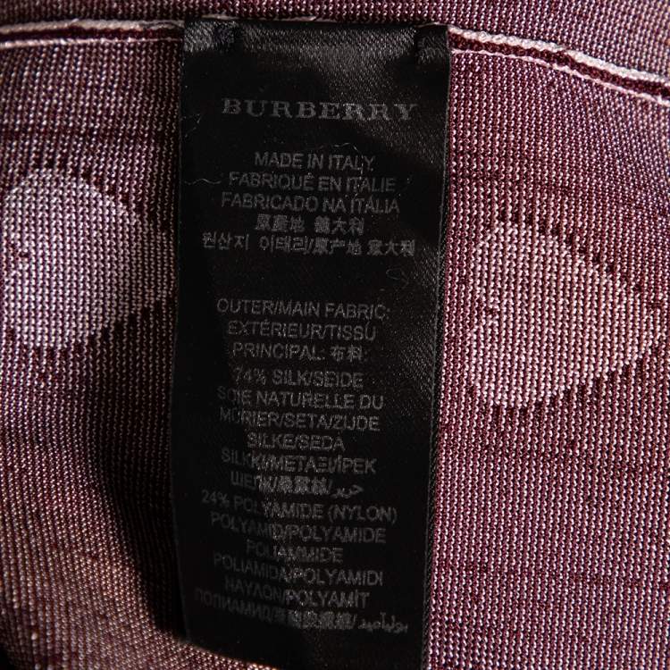 Pre Owned Burberry Prorsum Burgundy Heart Print Knit & Silk Sweater S
