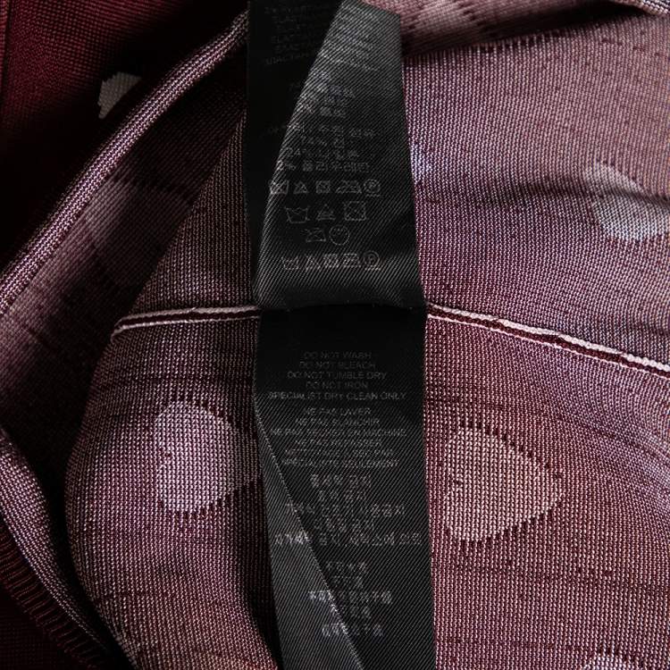 Pre Owned Burberry Prorsum Burgundy Heart Print Knit & Silk Sweater S