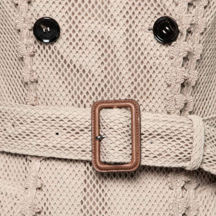 Pre Owned Burberry Prorsum Beige Crochet Overlay Trench Coat S