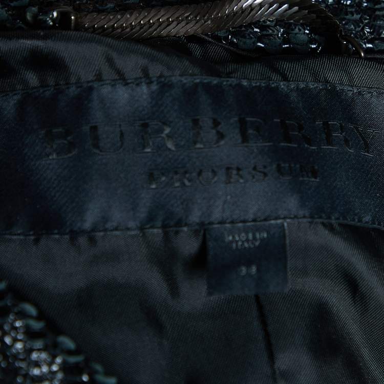 Pre Owned Burberry Prorsum Metallic Embossed Leather Hook Front Jacket S