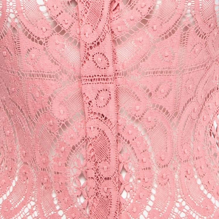 Pre Owned Burberry Prorsum Pink Lace Short Sleeve Shirt S