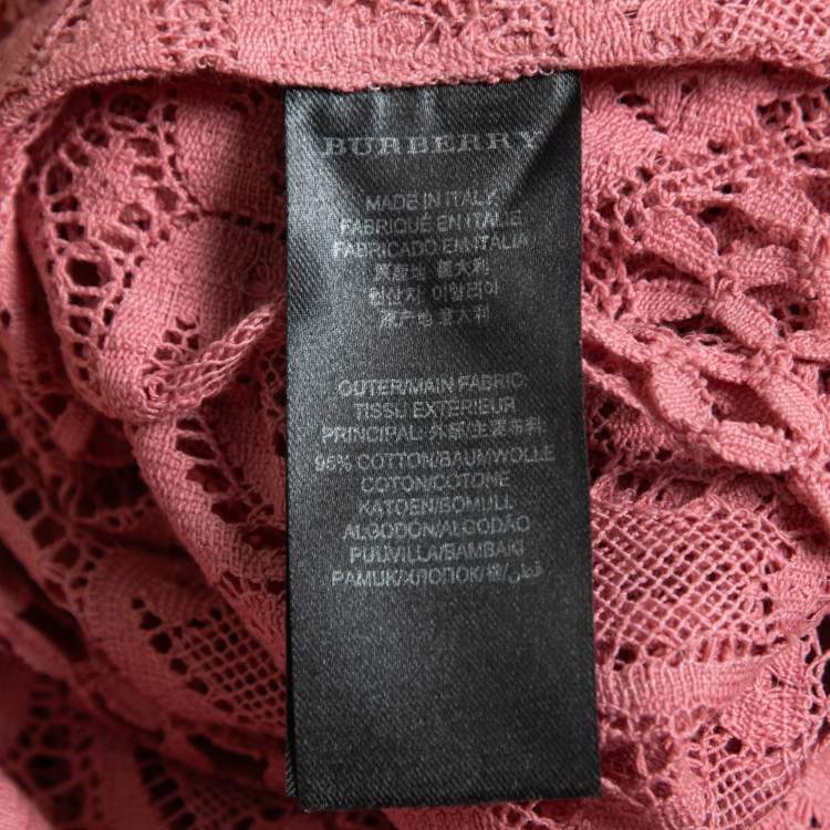 Pre Owned Burberry Prorsum Pink Lace Short Sleeve Shirt S