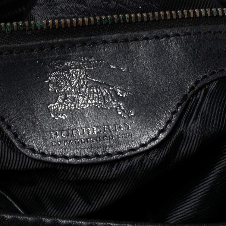 Pre Owned Burberry Black Studded Leather Hoxton Hobo