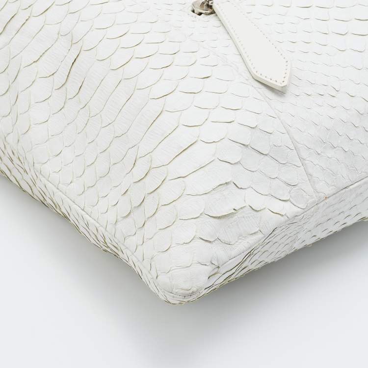 Pre Owned Burberry Prorsum White Python Limited Edition Drawstring Tote