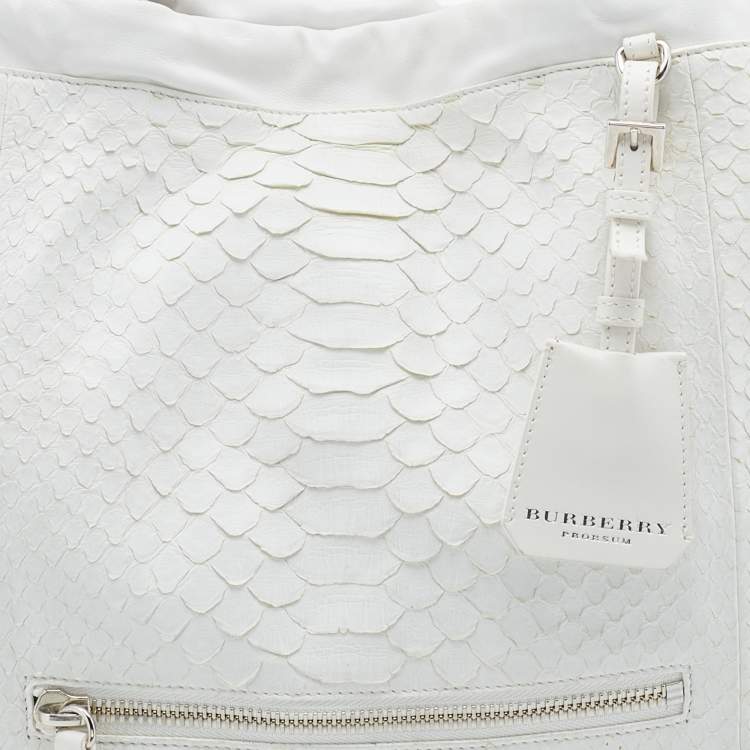 Pre Owned Burberry Prorsum White Python Limited Edition Drawstring Tote