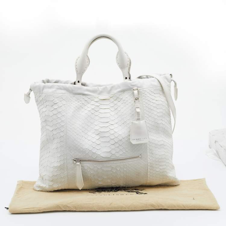 Pre Owned Burberry Prorsum White Python Limited Edition Drawstring Tote