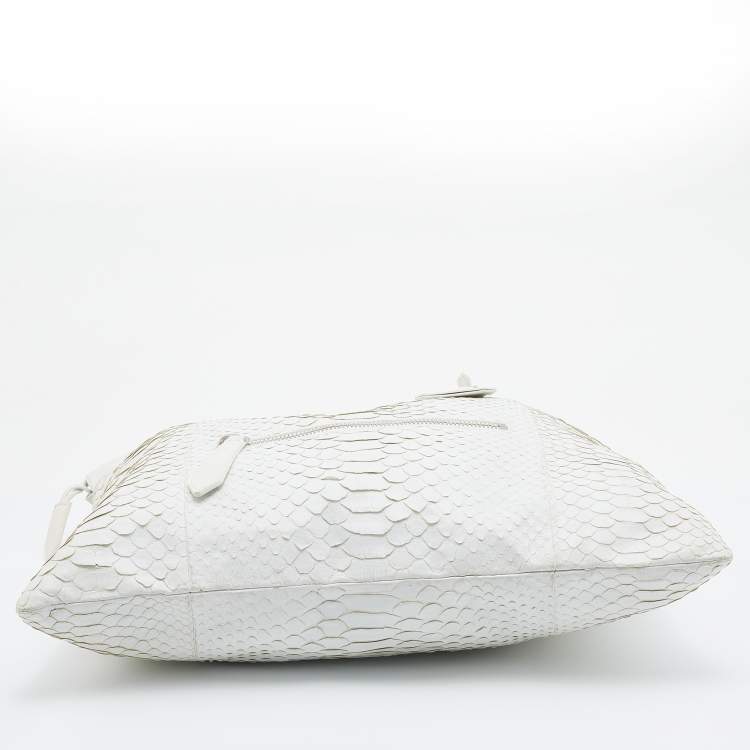 Pre Owned Burberry Prorsum White Python Limited Edition Drawstring Tote