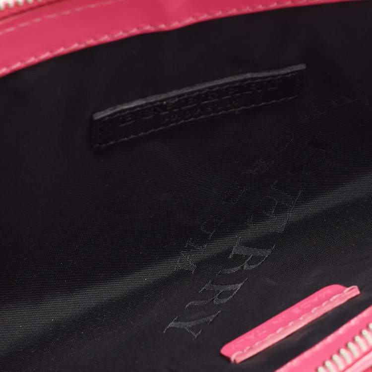 Pre Owned Burberry Propsum Pink Patent Leather Bridle Elongated Clutch Bag