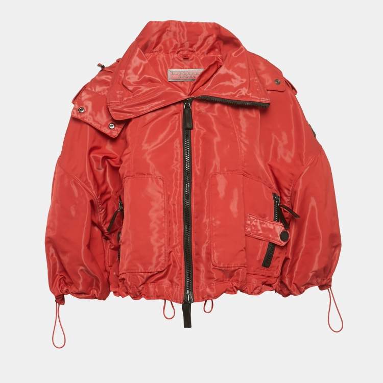 Burberry Sport Red Synthetic Zip-Up Hooded Jacket S Burberry