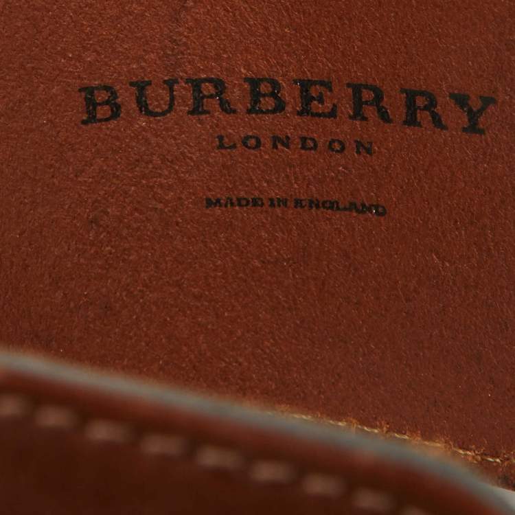 Pre Owned Burberry Brown Leather Buckle Belt 80CM