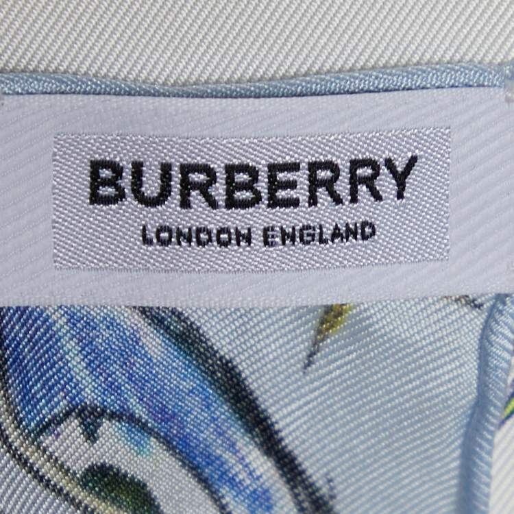 Pre Owned Burberry White Marine Sketch Print Silk Scarf