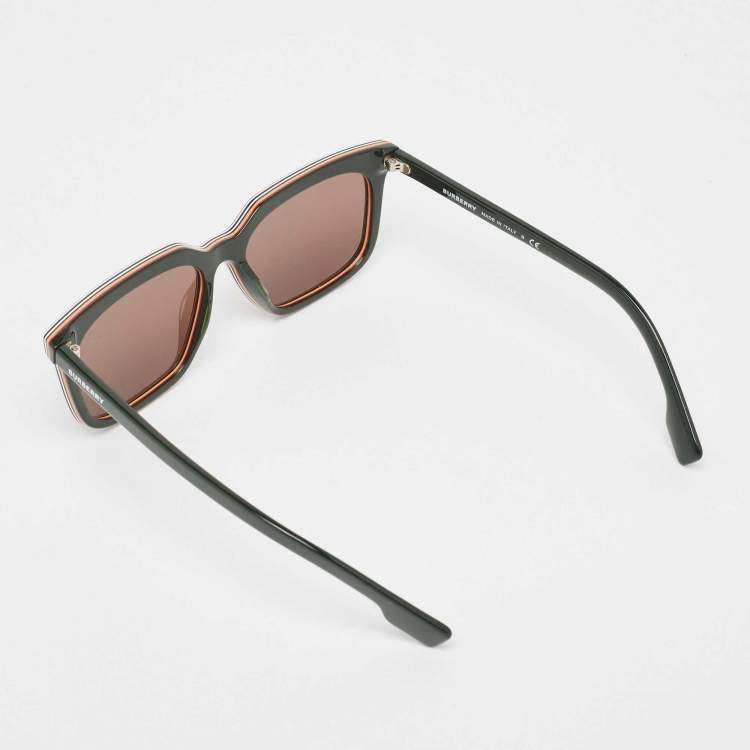 Pre Owned Burberry Green/Black Carnaby Square Sunglasses