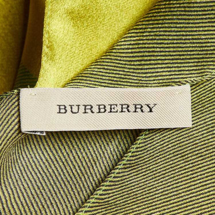 Pre Owned Burberry Yellow/Green Giant Check Print Silk Stole